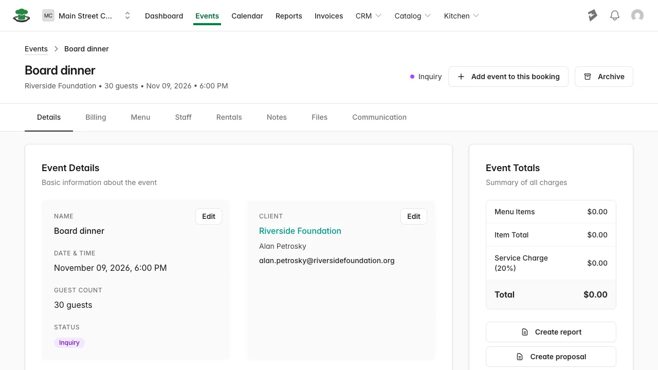 An event at Inquiry status