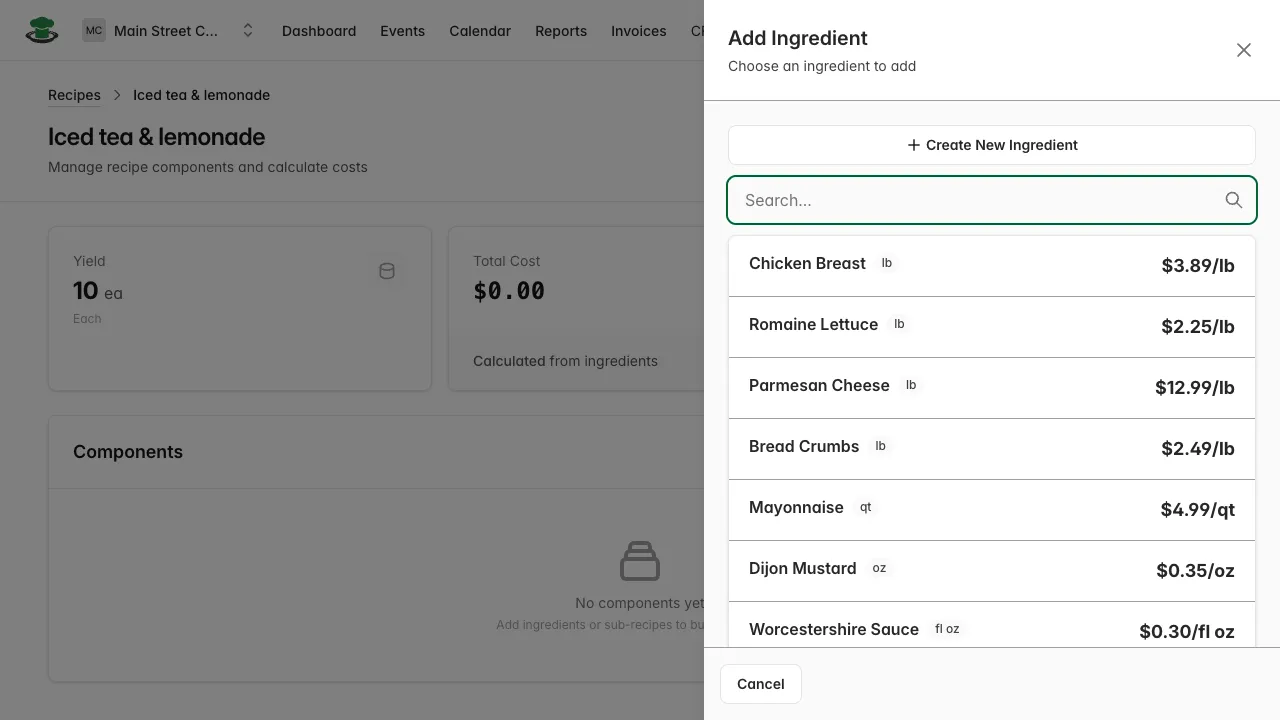Add Ingredient picker