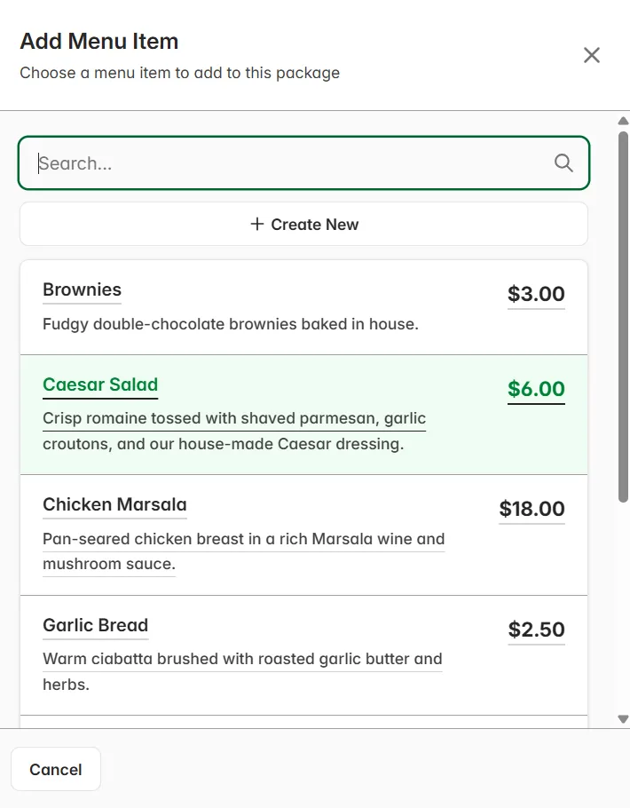 Add Menu Item