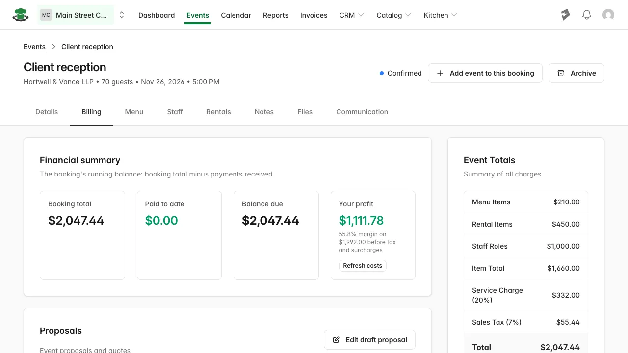 Event profit tile