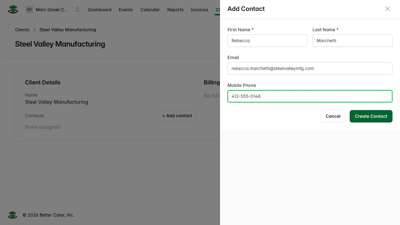 Add Contact form