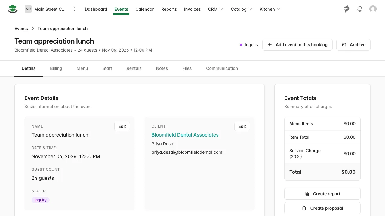 The event created from the lead