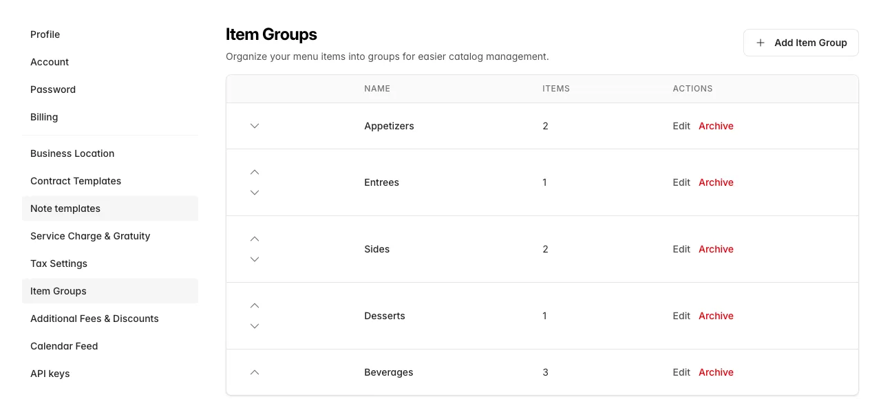 Item Groups