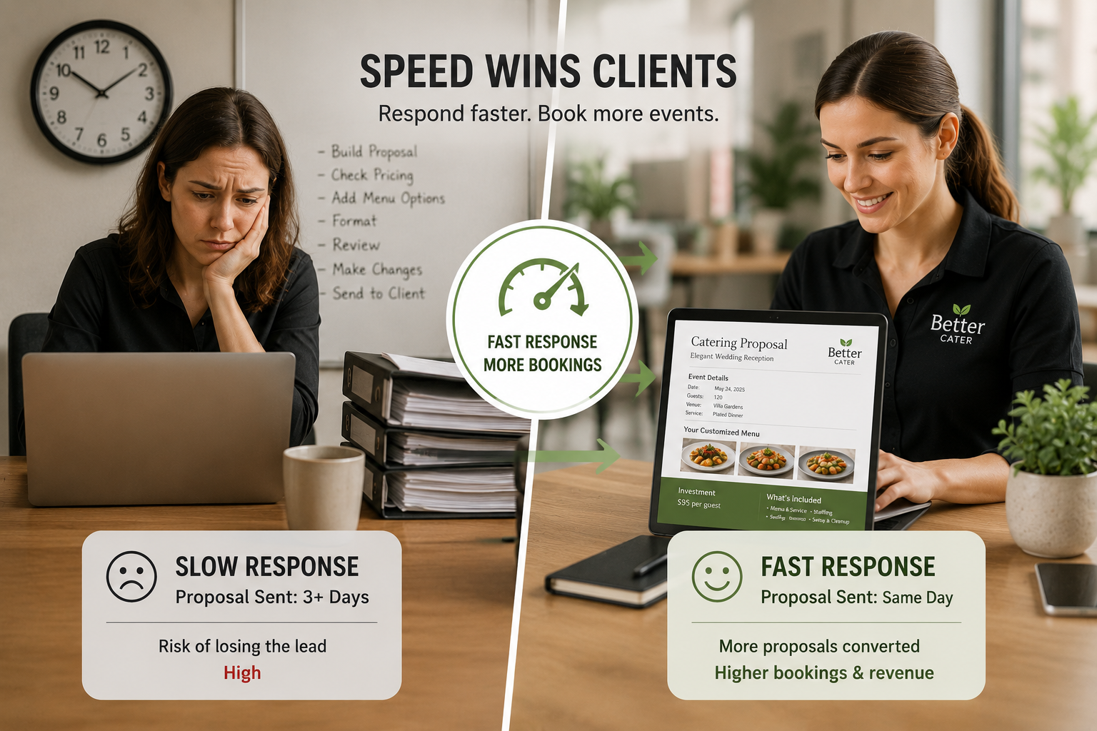 Catering proposal software helping caterers send proposals faster and increase event bookings through quicker response times