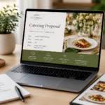 Catering management software showing a professional catering proposal for a wedding event