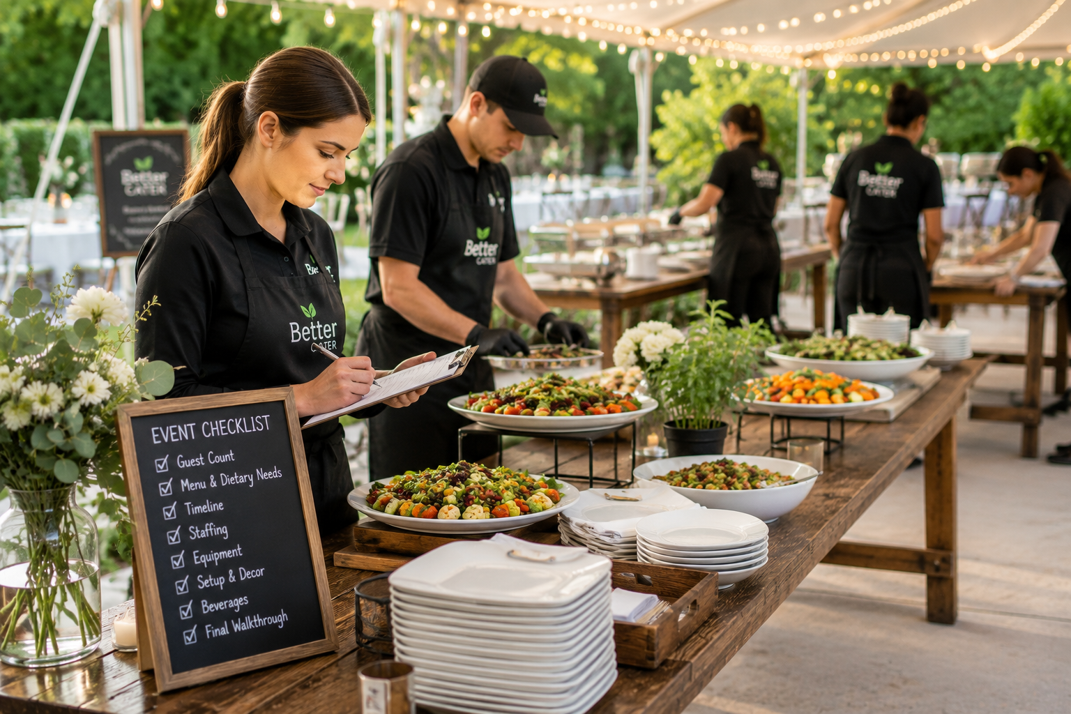 Catering team preparing for a high-volume summer event